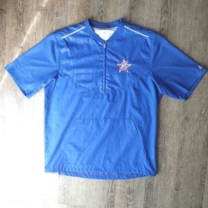 US Elite Men's Majestic Jacket Medium Cool Base On Field Half Zip Blue Pullover